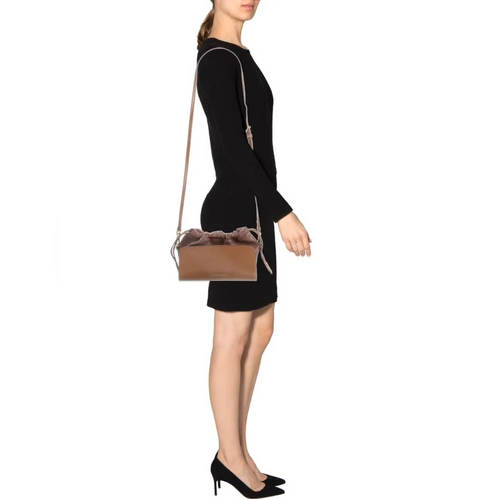 Burberry Leather Drawstring Crossbody Bag Brown